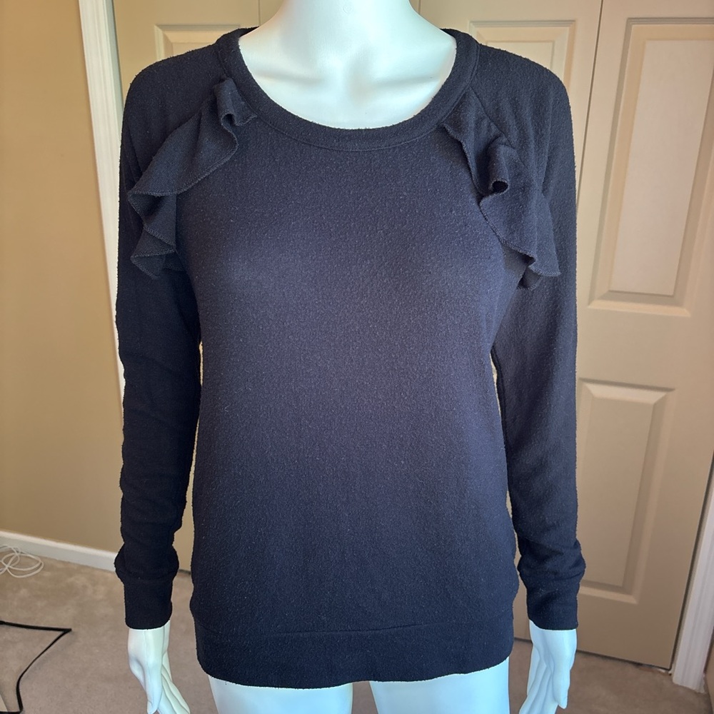 CHASER Black Ruffle Backless Sweater